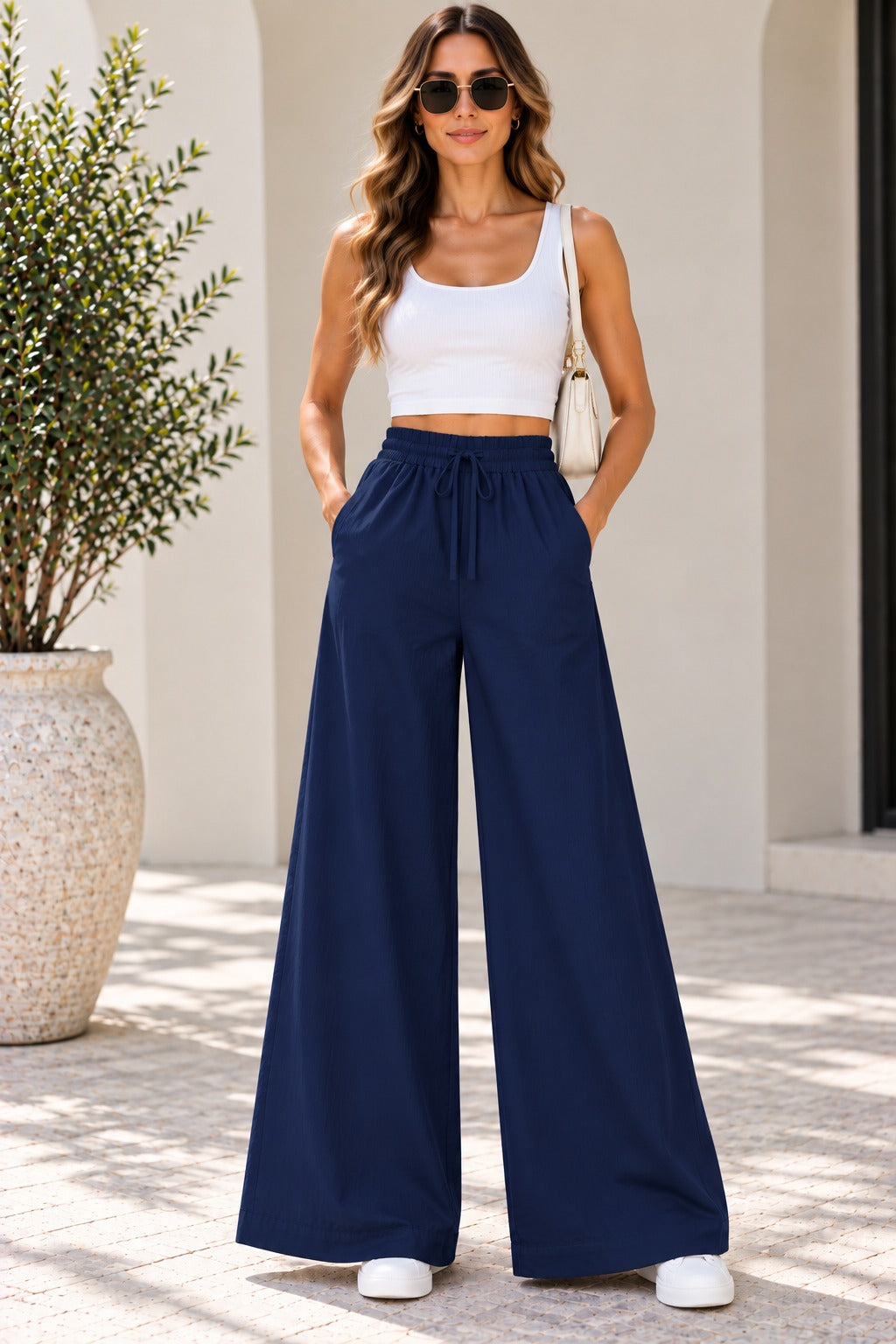 Wide-Leg Cotton Pant