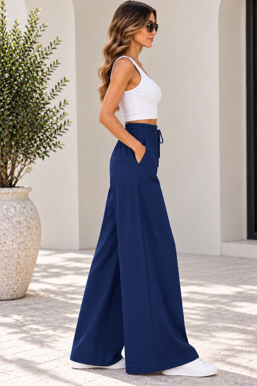 Wide-Leg Cotton Pant