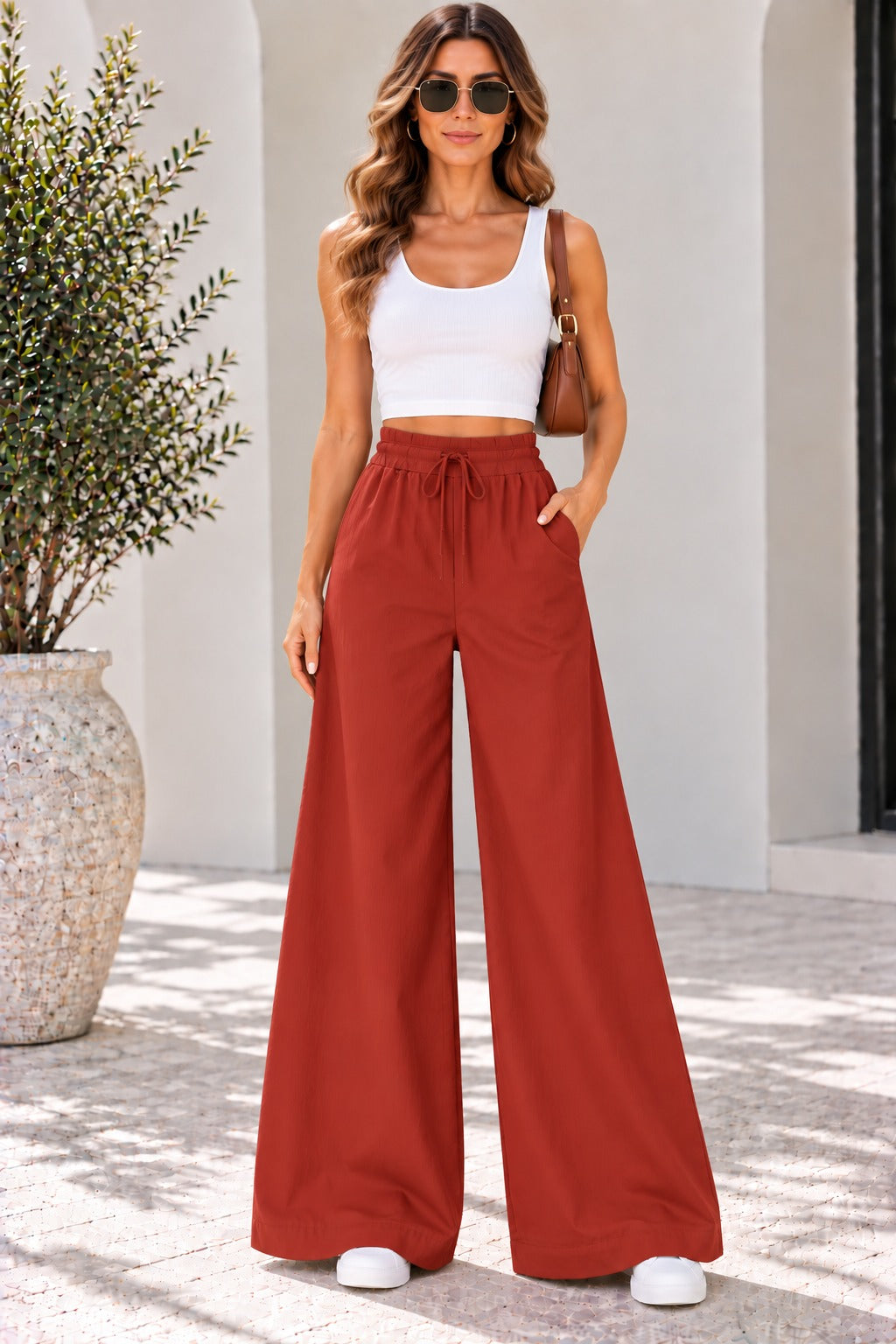 Wide-Leg Cotton Pant