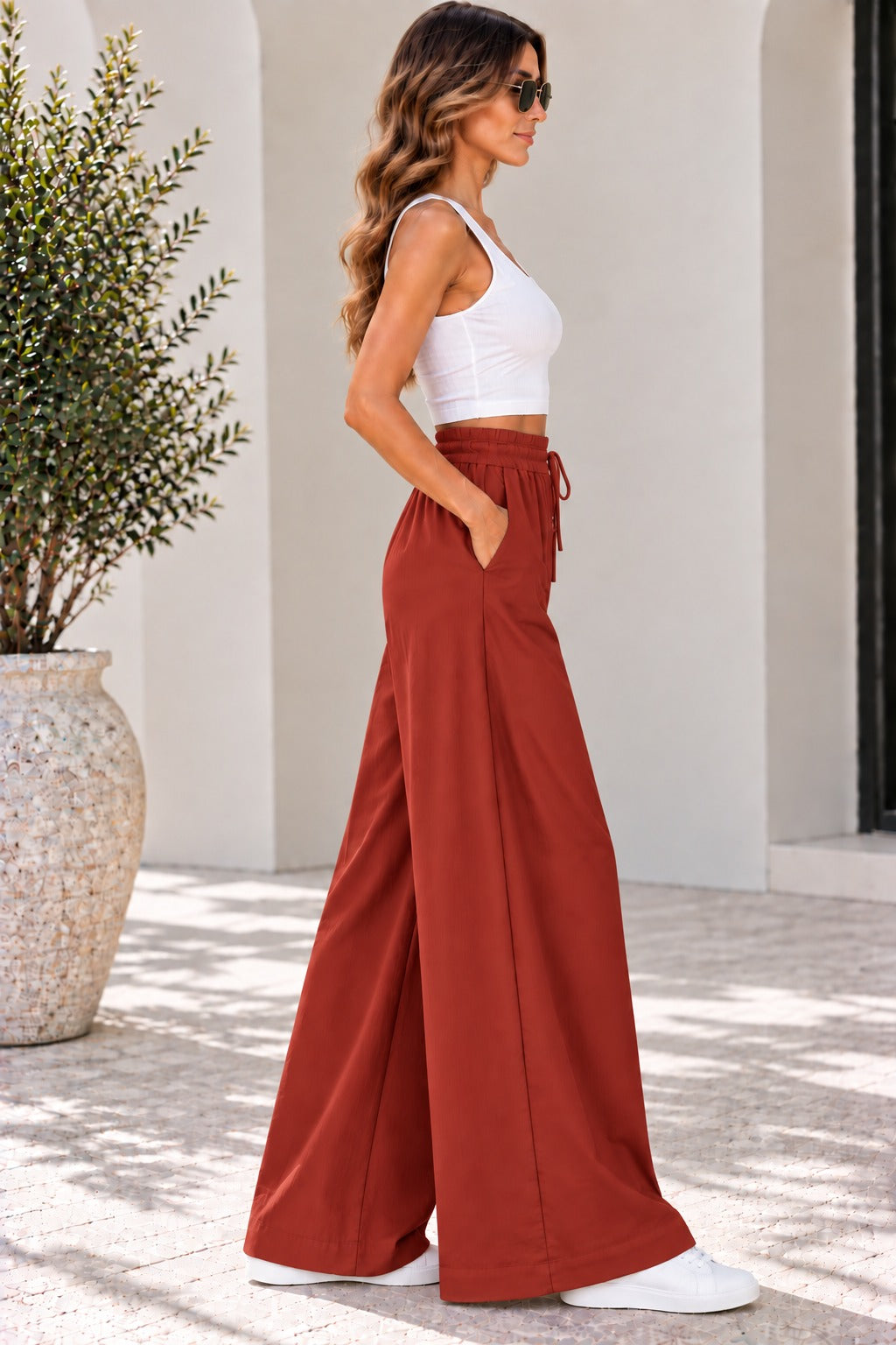 Wide-Leg Cotton Pant